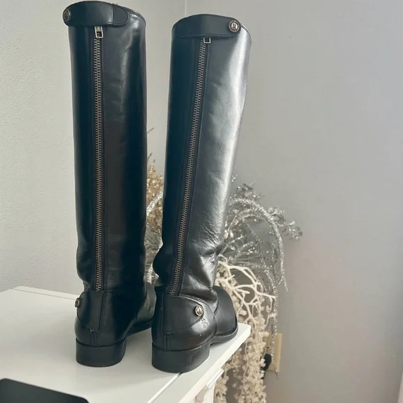 Frye Melissa Button Back Zip Black leather boots women size 6.5 - Picture 2 of 10